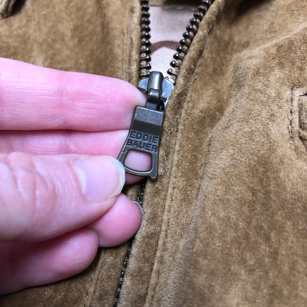 Eddie Bauer Seattle Suede Jacket with Patterned Satin Lining Leather Y2K Outdoor - Picture 15 of 15